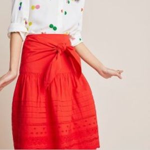 Anthropologie Maeve Red Bow Skirt